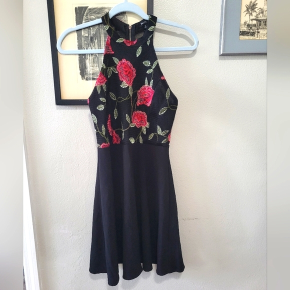 Embroidered Rose Mini Dress - Picture 1 of 9